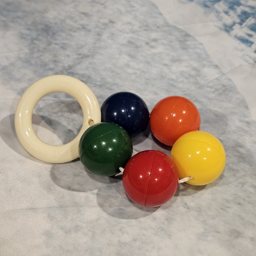 Vintage Ambi Toys Lot Rocking Horse Jockey Rattle Balls Baby Toy Set - Picture 6 of 8